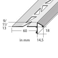 Balcony angle profile with drip edge silver anodized 18 mm drawing